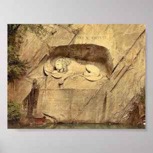 Lion Monument, Lucerne, Switzerland vintage Photoc Poster