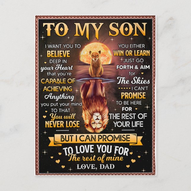Lion Moon I Want To Believe - Dad To Son  Postcard (Front)