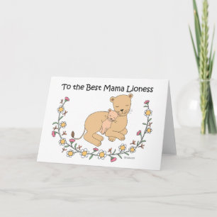 Lion Mother and cub to the best mama lioness Card