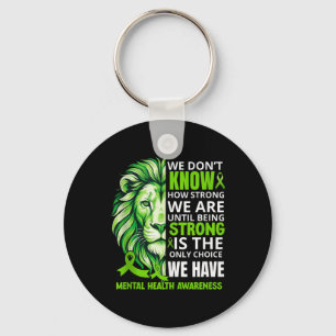 Lion Motivational Green Ribbon Mental Health Aware Key Ring