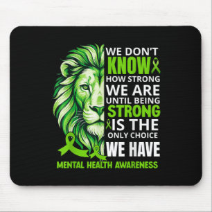Lion Motivational Green Ribbon Mental Health Aware Mouse Pad