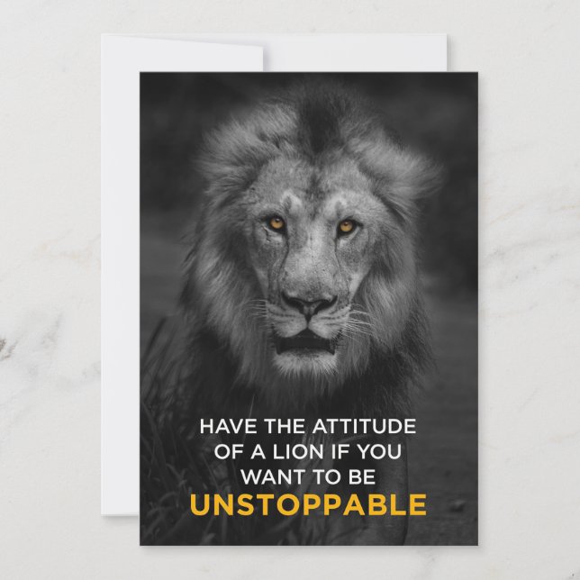Lion Motivational Unstoppaple Thank You Card (Front)
