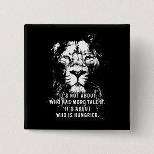 Lion - Motivational Words - Inspirational 15 Cm Square Badge