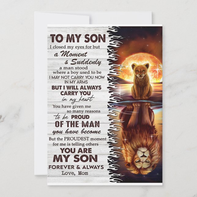 Lion Mum To My Son I Closed My Eyes  Invitation (Front)
