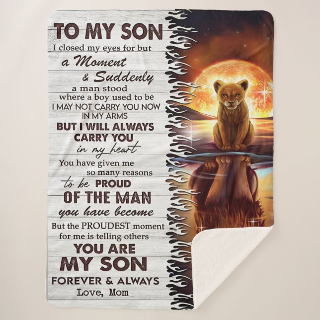 Lion Mum To My Son I Closed My Eyes  Sherpa Blanket (Front)