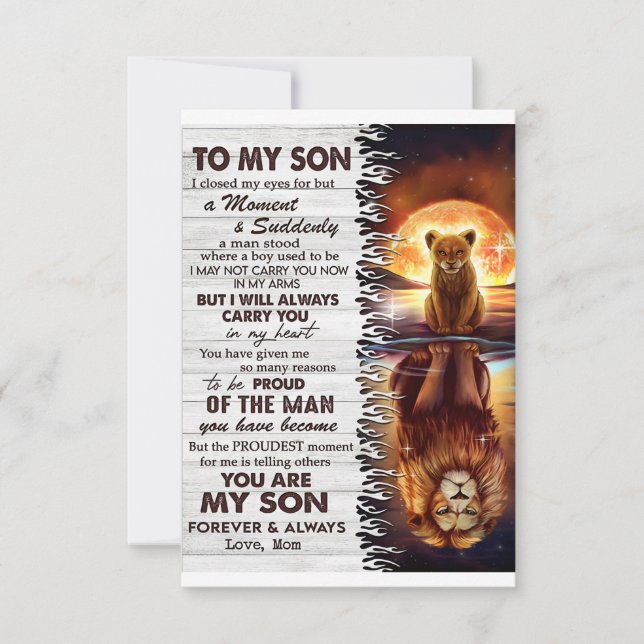 Lion Mum To My Son I Closed My Eyes  Thank You Card (Front)