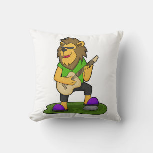 Lion Musician Guitar Music Cushion