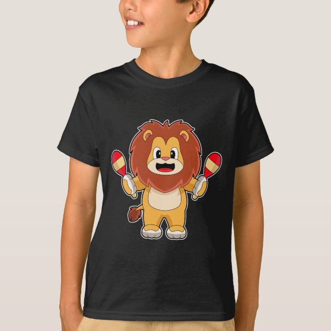 Lion Musician Rattle Music T-Shirt (Front)