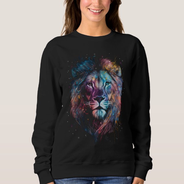 Lion Nebular - Graffiti Neon Ink Splash Sweatshirt (Front)