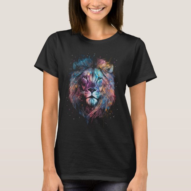 Lion Nebular - Graffiti Neon Ink Splash T-Shirt (Front)