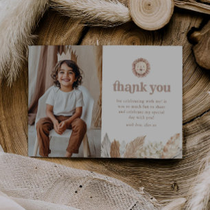 Lion Neutral Safari Landscape Photo Thank You Card