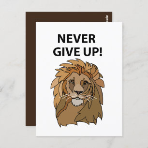 Lion Never Give Up Lion Postcard