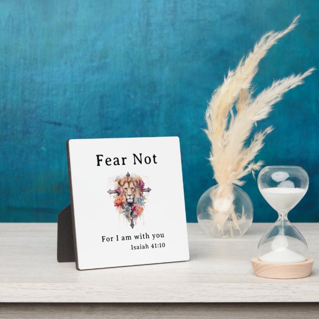 Lion Of God Fear Not Bible Verse Tabletop Plaque (Insitu)