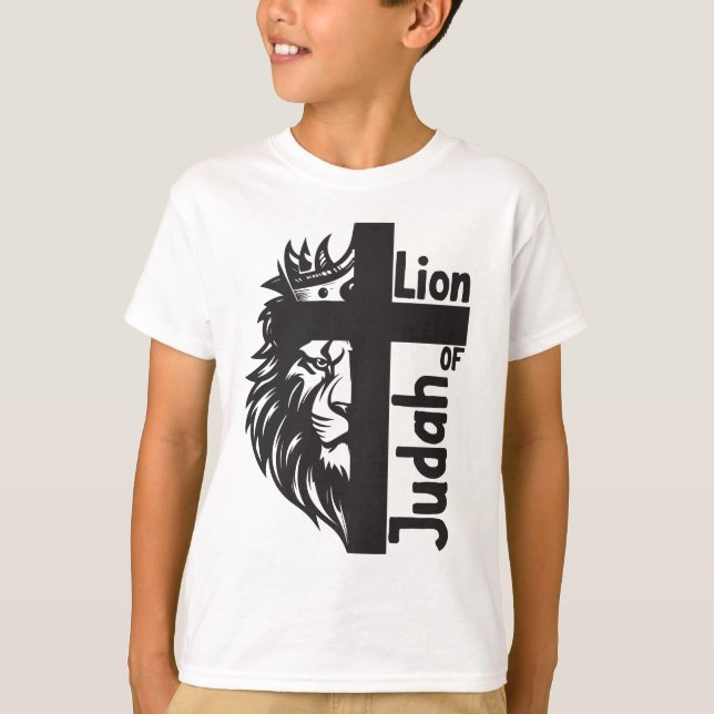 Lion of Judah Bold Half Lion Half Cross Christian T-Shirt (Front)