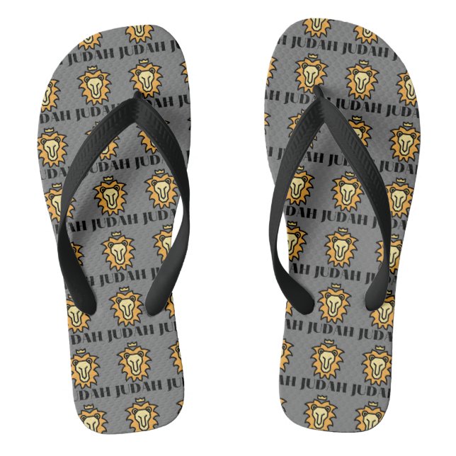 Lion Of Judah Faith Based Grey All-Over Unisex Thongs (Footbed)