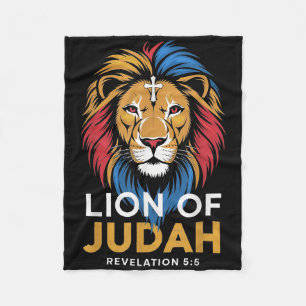 Lion Of Judah God Jesus Cross Christian Religious Fleece Blanket