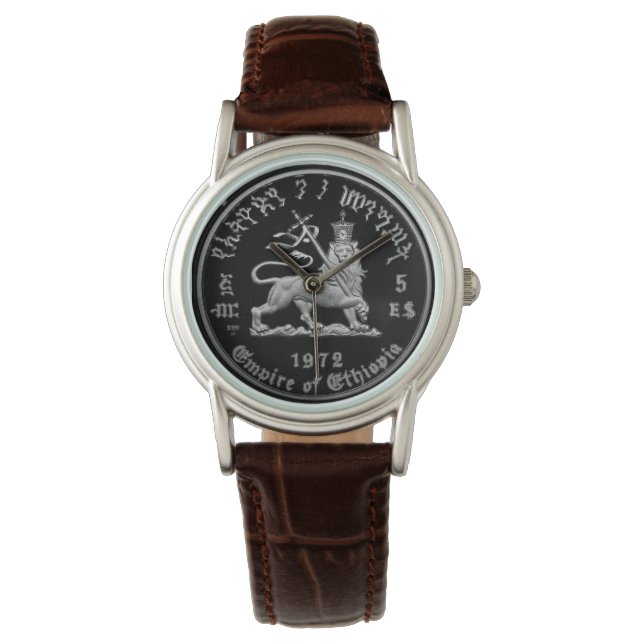 Lion of Judah Haile Selassie Rastafari Gold Watch (Front)