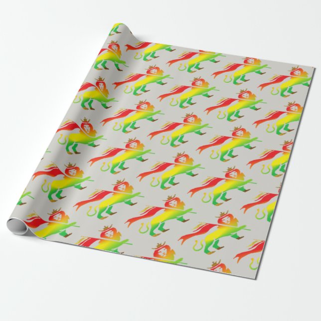 Lion of Judah in Rasta colours on light Wrapping Paper (Unrolled)