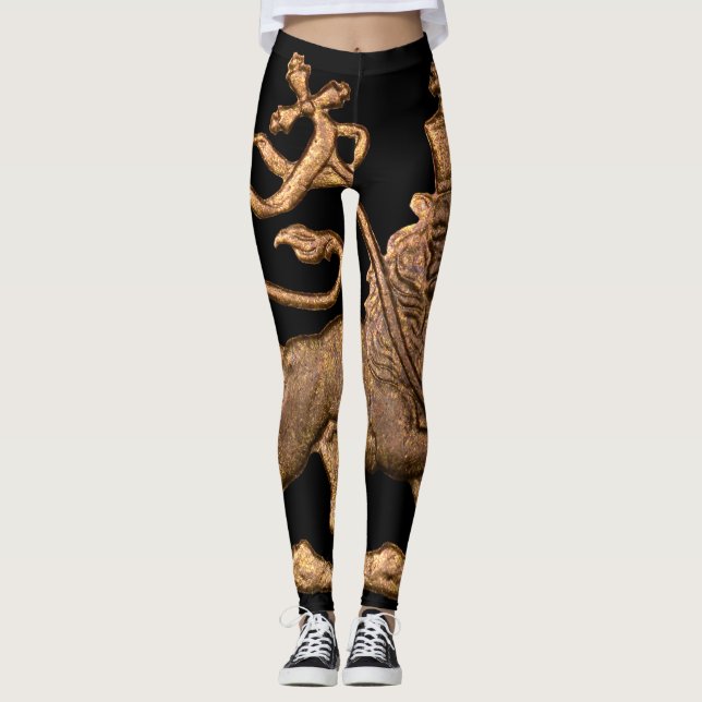 Lion of Judah - Jah Rasta - Power Yoga Leggings (Front)