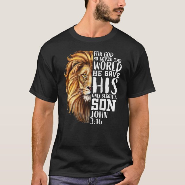Lion Of Judah John 3:16 Christian Verse Gifts Men T-Shirt (Front)