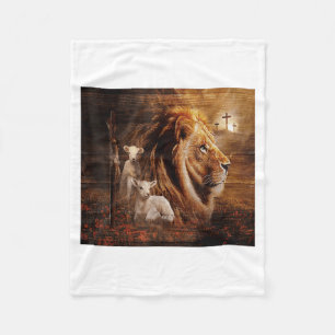 Lion Of Judah Lamb God Cross Jesus Light God Fleece Blanket