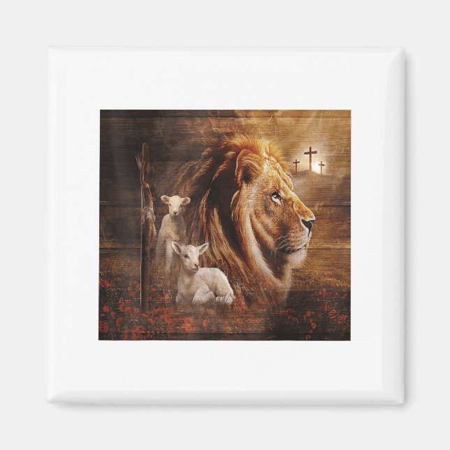 Lion Of Judah Lamb God Cross Jesus Light God  Magnet (Front)