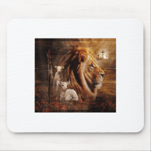 Lion Of Judah Lamb God Cross Jesus Light God Mouse Pad