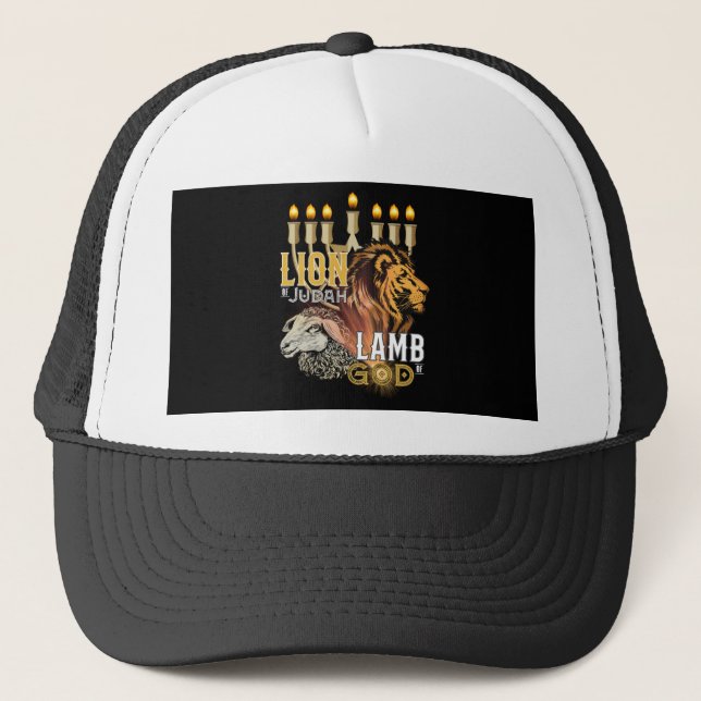 Lion Of Judah Lamb Of God Trucker Hat (Front)