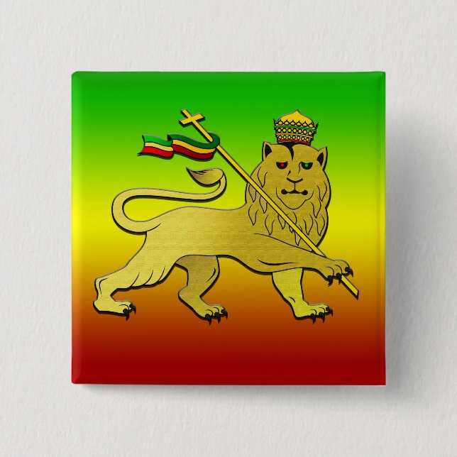 Lion of Judah Lion Reggae 15 Cm Square Badge (Front)