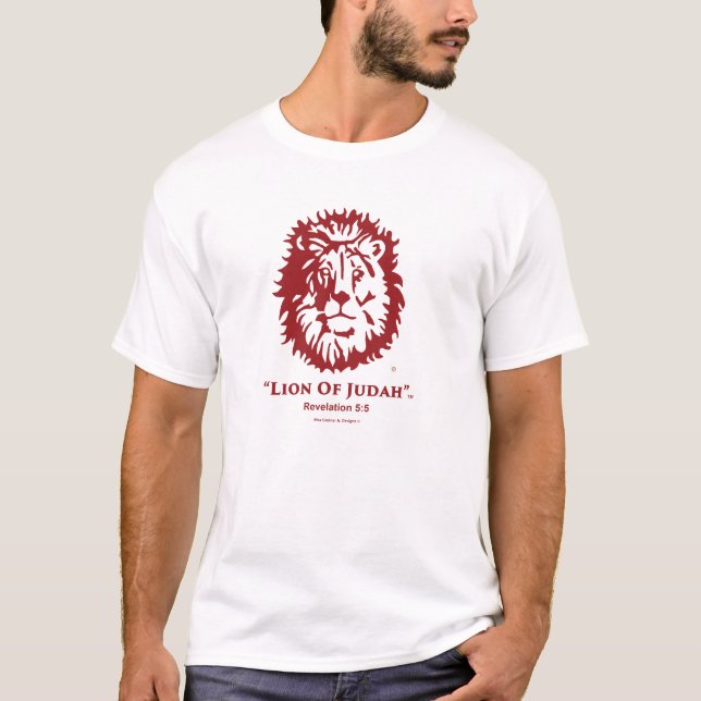 "Lion of Judah" Mens T-shirt Cherry Red logo (Front)
