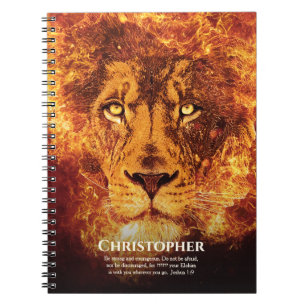 Lion of Judah Named Bible Quote Notebook