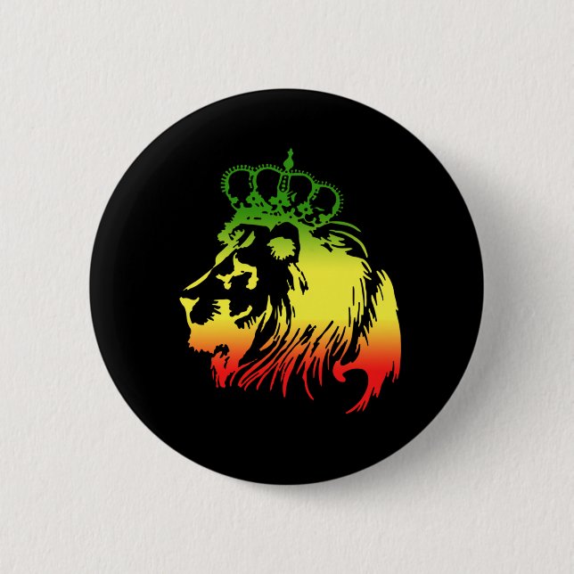 Lion Of Judah - Rasta 6 Cm Round Badge (Front)