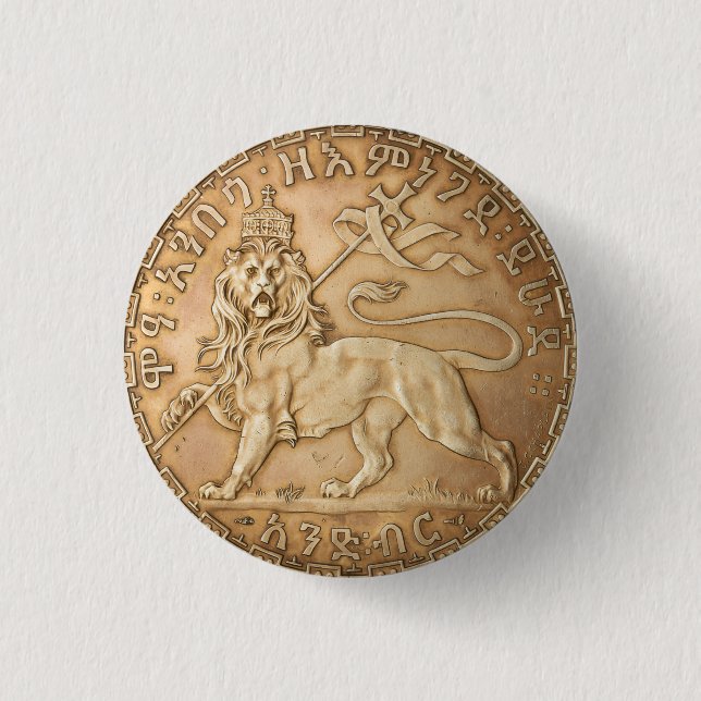 Lion of Judah Rasta Reggae Roots Jah Rastafari  3 Cm Round Badge (Front)