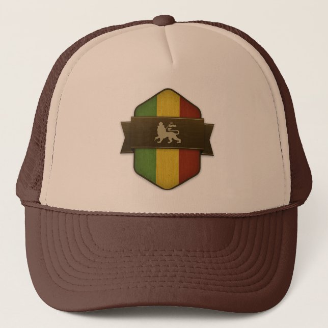 Lion of Judah Rasta Shield Trucker Hat (Front)