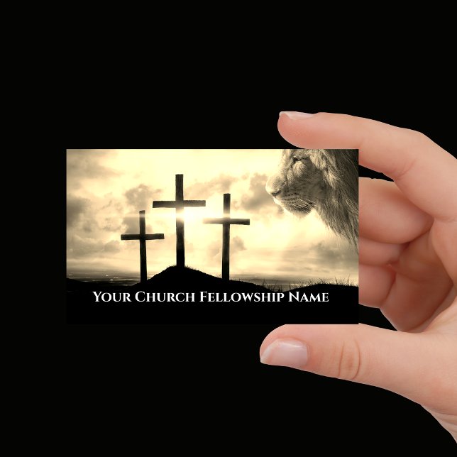 Lion of Judah Three Crosses Golden Sunset Church Business Card (Lion of Judah Three Crosses Golden Sunset Church Business Card
)