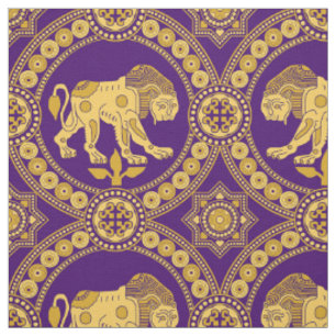 Lion of St. Julian, Yellow on Deep Purple Fabric