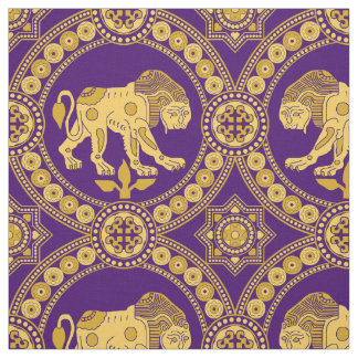 Lion of St. Julian, Yellow on Deep Purple Fabric