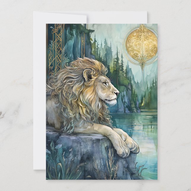 Lion of the Enchanted Realm Fantasy Art Flat Card (Front)
