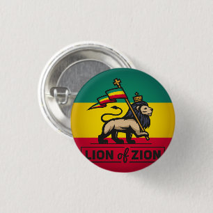 Lion of Zion - Haile Selassie - Rastafari Button