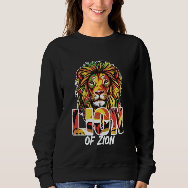 Lion of Zion Rasta Reggae Design Sweatshirt (Front)