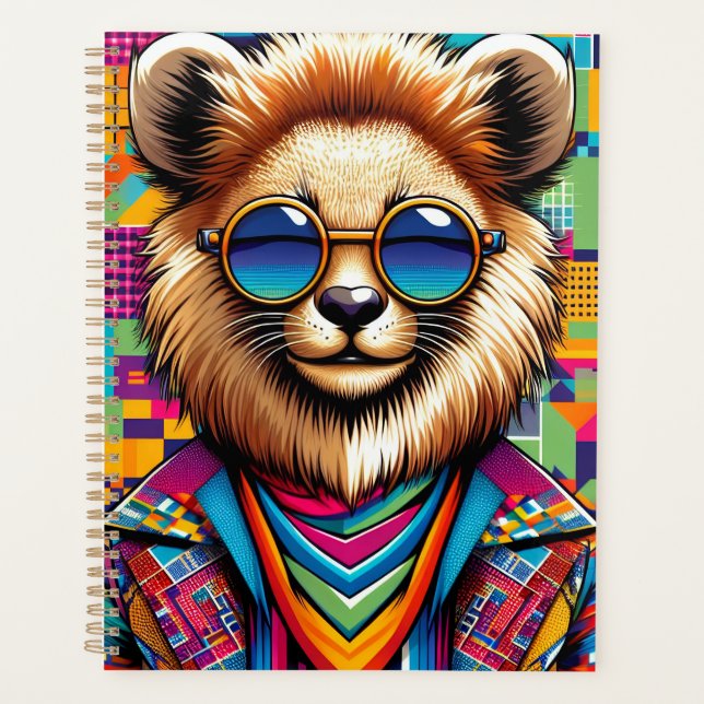Lion on a colourful geometric background planner (Front)