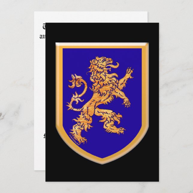 Lion on Blue Shield Invitation (Front/Back)