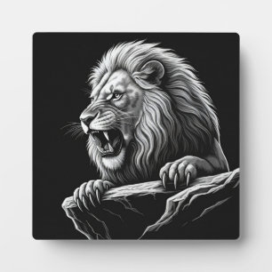 Lion on Cliff Tabletop plaque with Easel