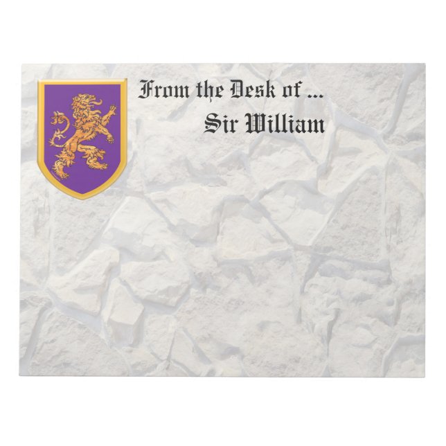Lion on Purple Shield Notepad (Front)