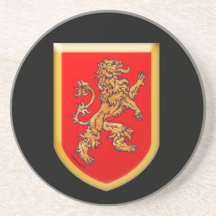 Lion on Red Shield Coaster