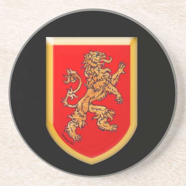 Lion on Red Shield Coaster (Front)