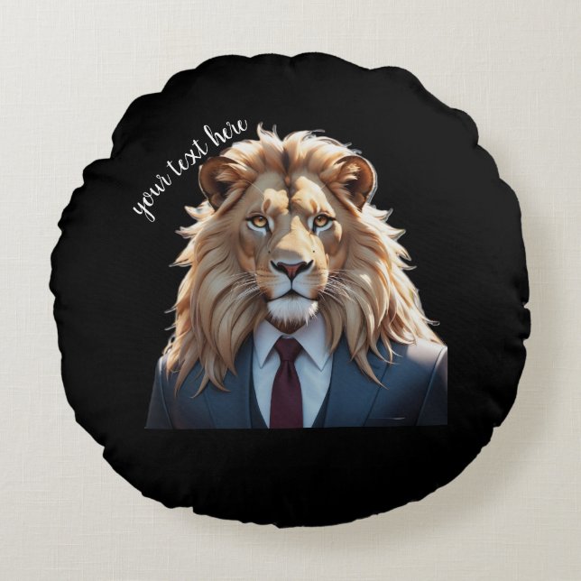 lion on suit  round cushion (Front)