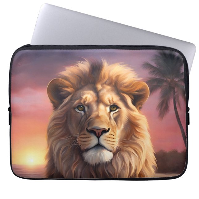 Lion on the beach laptop sleeve (Front)