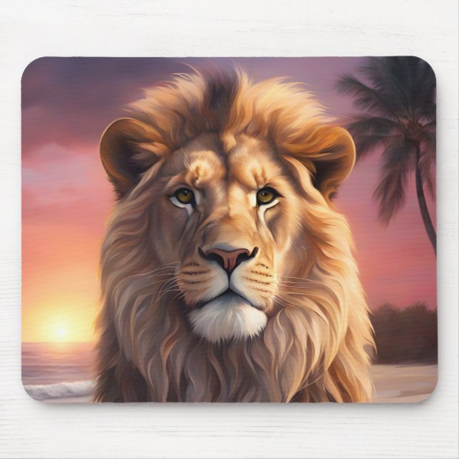 Lion on the beach mouse pad (Front)