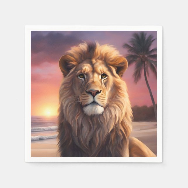 Lion on the beach napkin (Front)